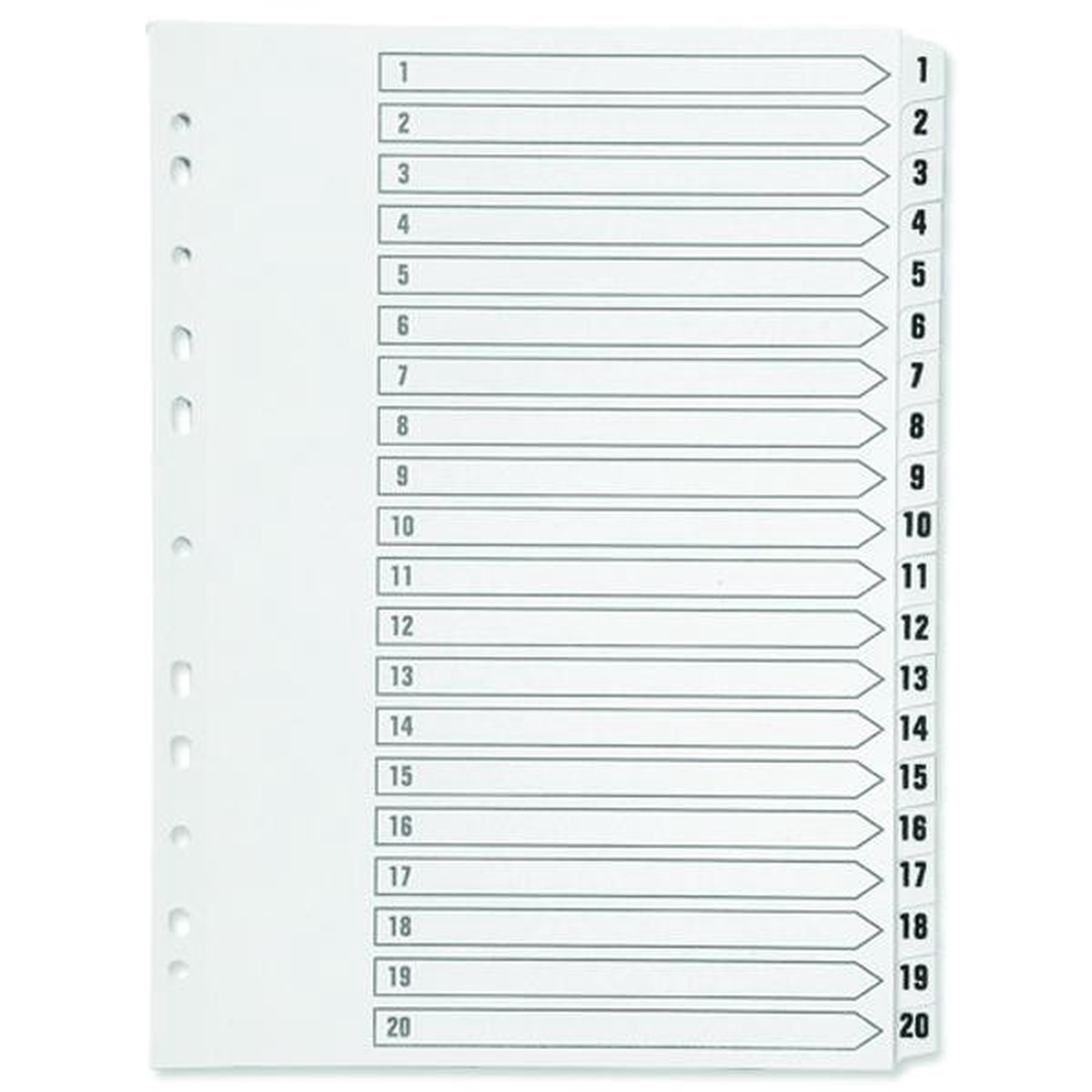 Q-Connect 1-20 Index Multi-Punched Reinforced Board Clear Tab A4 White