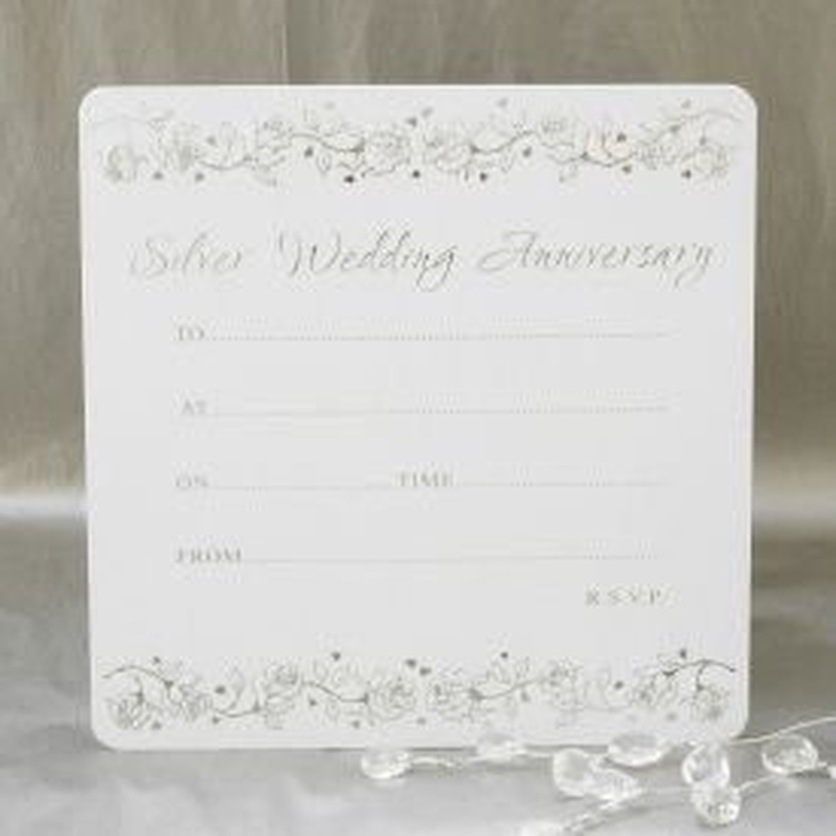 Pack of 10 Silver Wedding Anniversary Invitations Cards