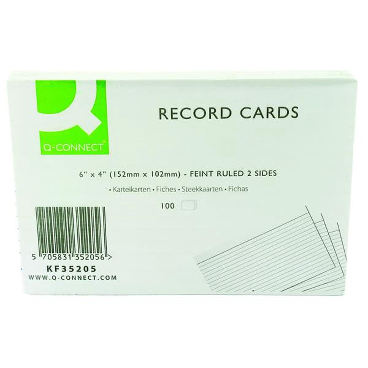 Pack of 100 White 152x102mm Ruled Feint Flash Revision Report Record Cards