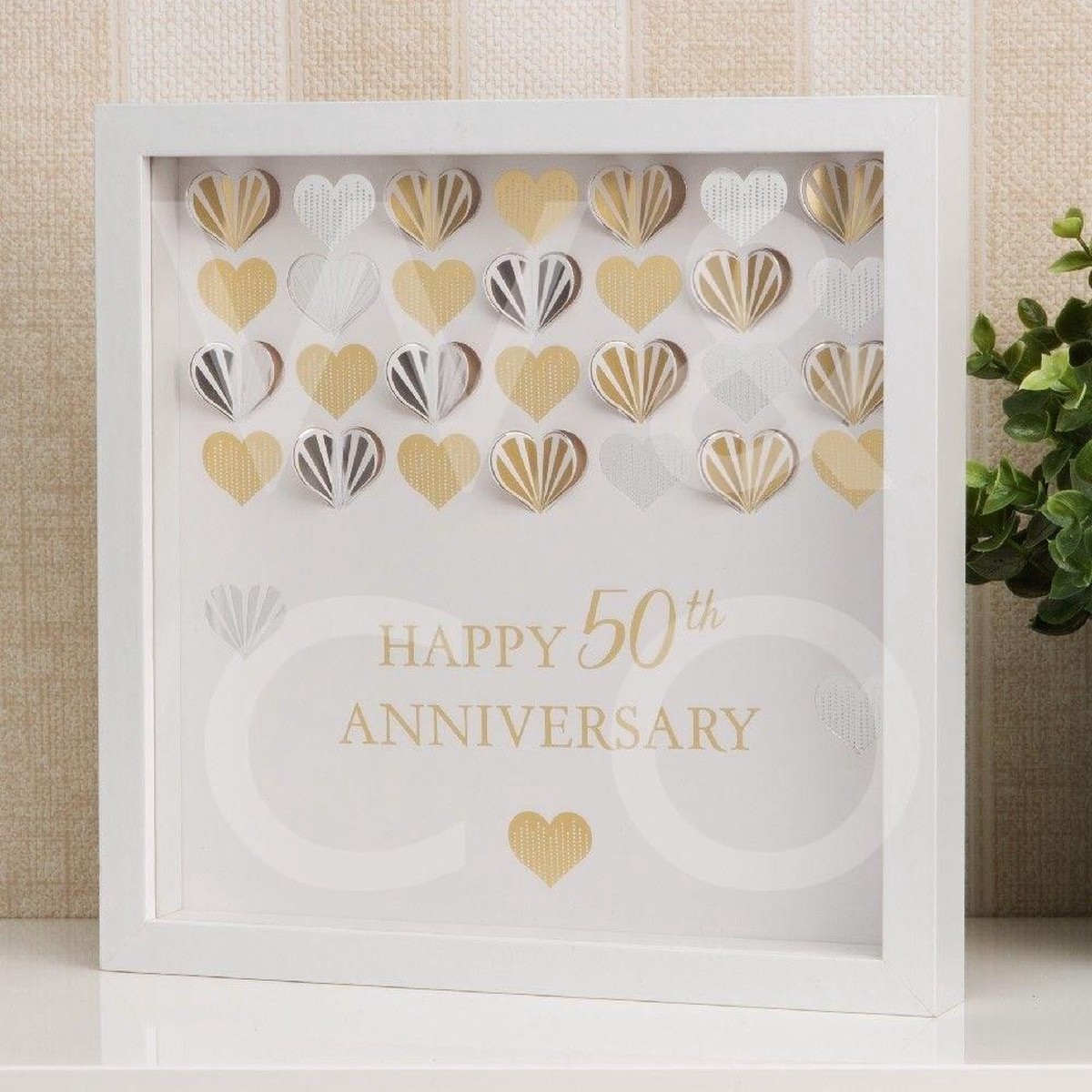Celebrations White Framed Wall Plaque - 50th Golden Anniversary