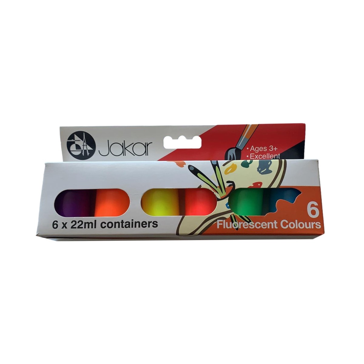 Pack of 6 Jakar Fluorescent Colour Poster Paints