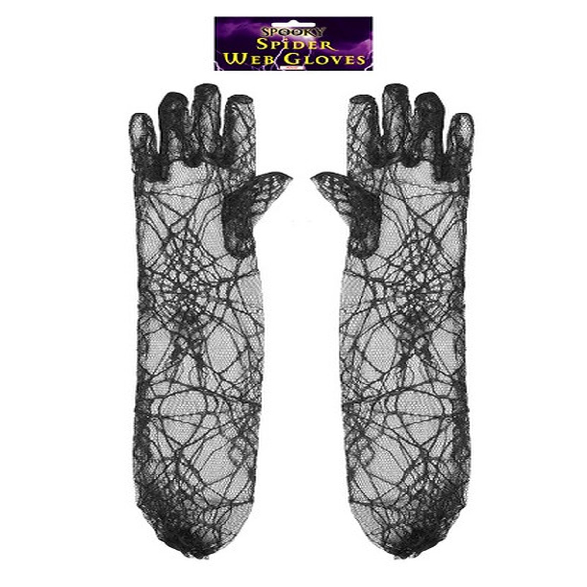 Halloween Spiders Web Black Adult Gloves 53cm