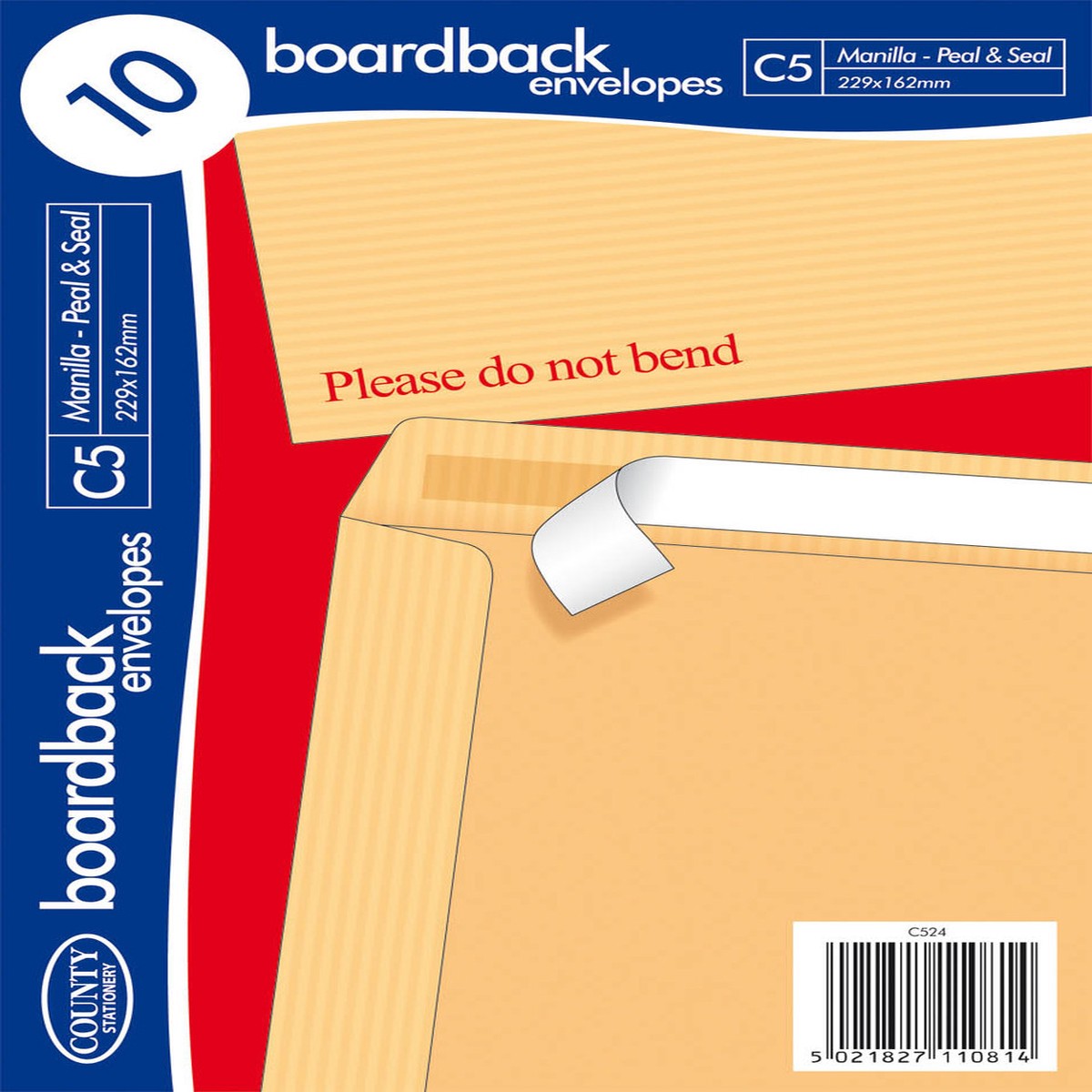 Pack of 10 C5 Board Back Envelopes