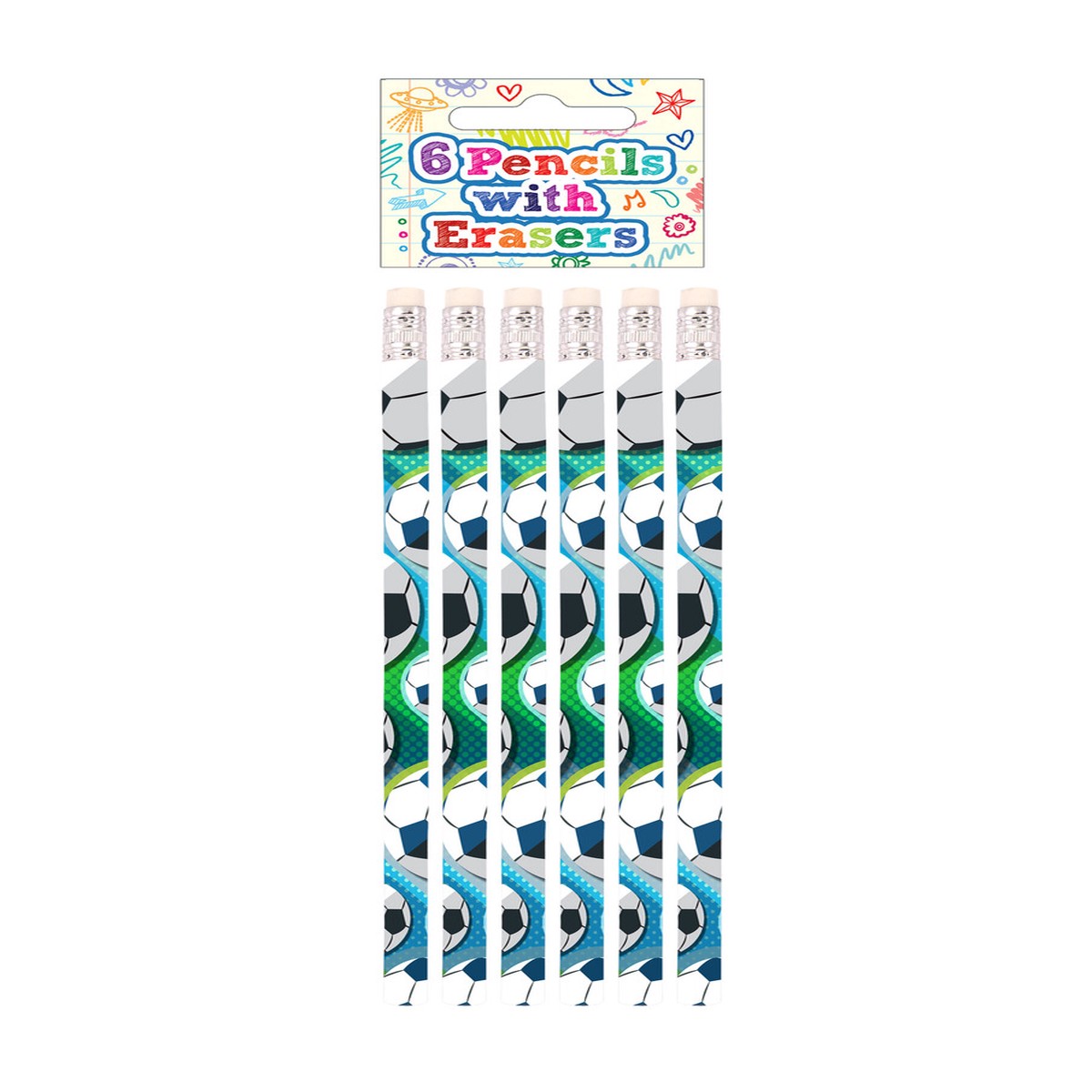 Pack of 6 Football Pencils with Erasers