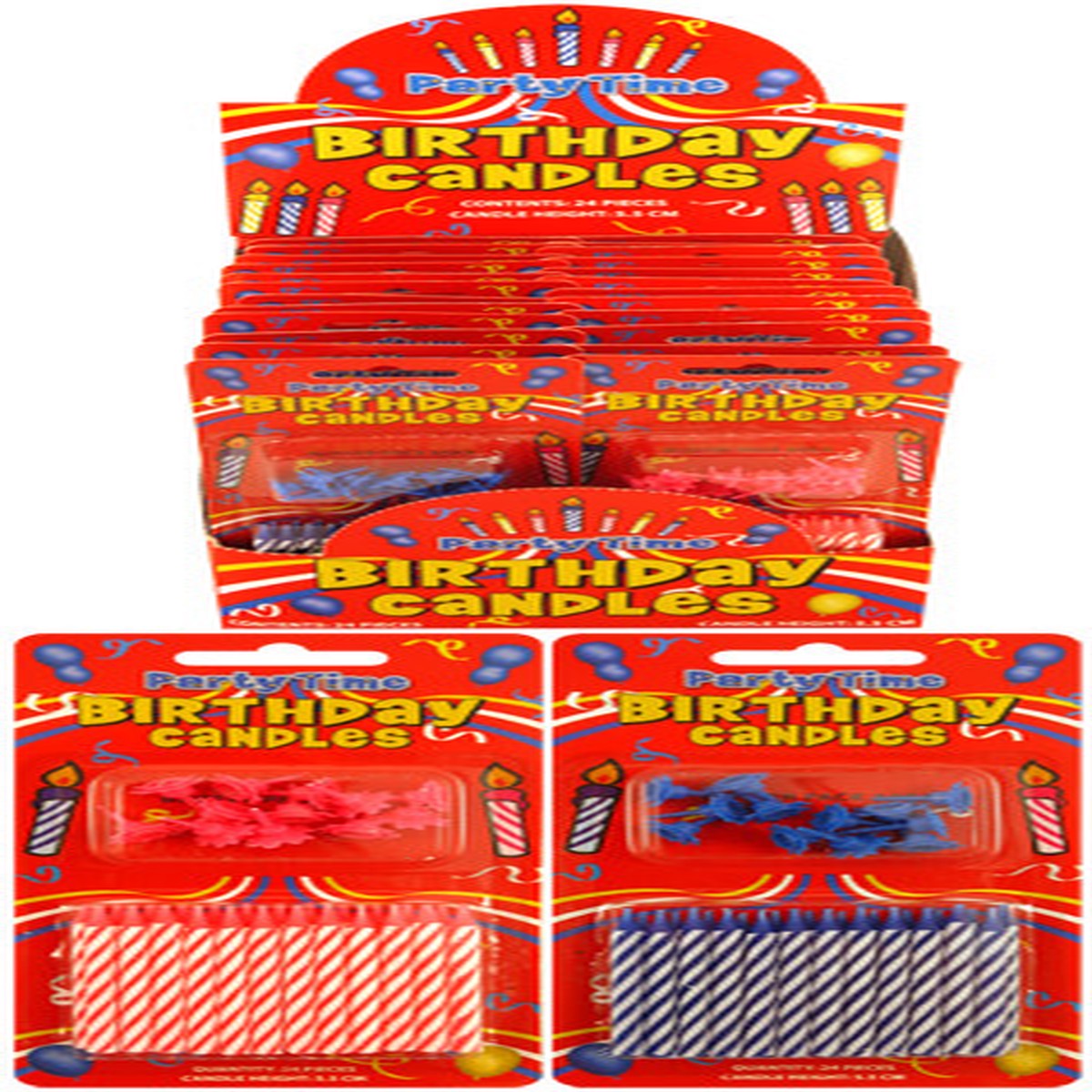 24 Blue Candles with Holders