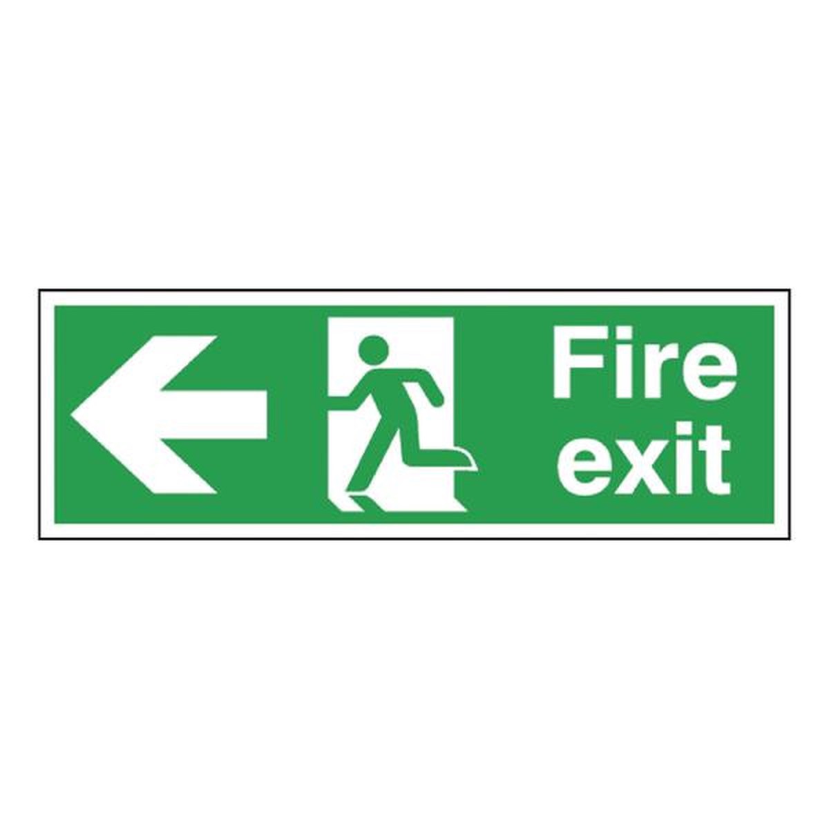 Safety Sign Fire Exit Running Man Arrow Left 150x450mm Self-Adhesive E97A/S