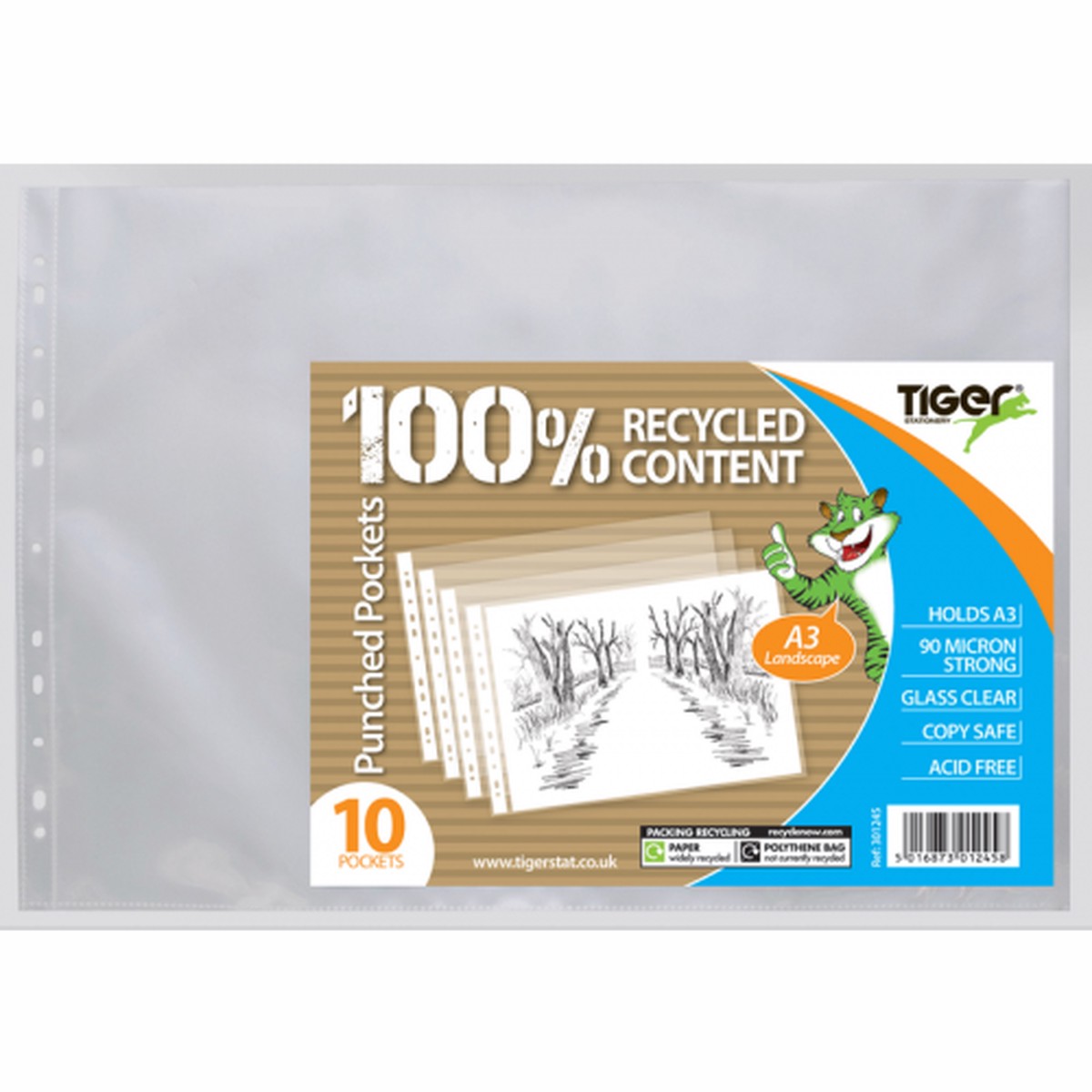 10 Tiger A3 Landscape Punched Pockets