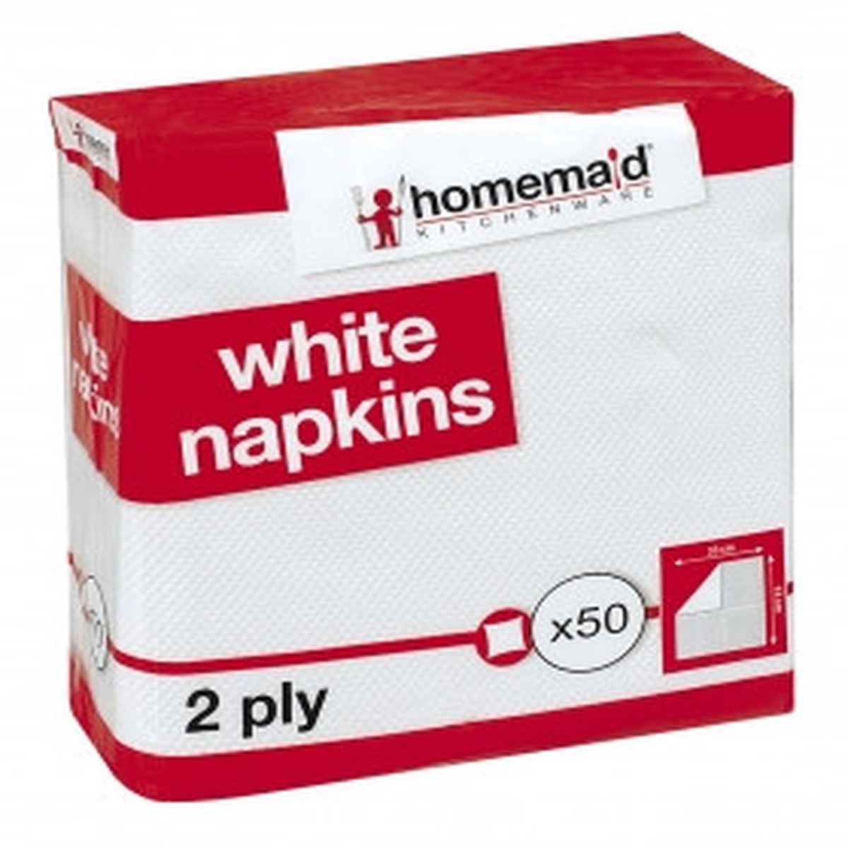 Pack of 50 White Napkins 33x33cm 2 Ply