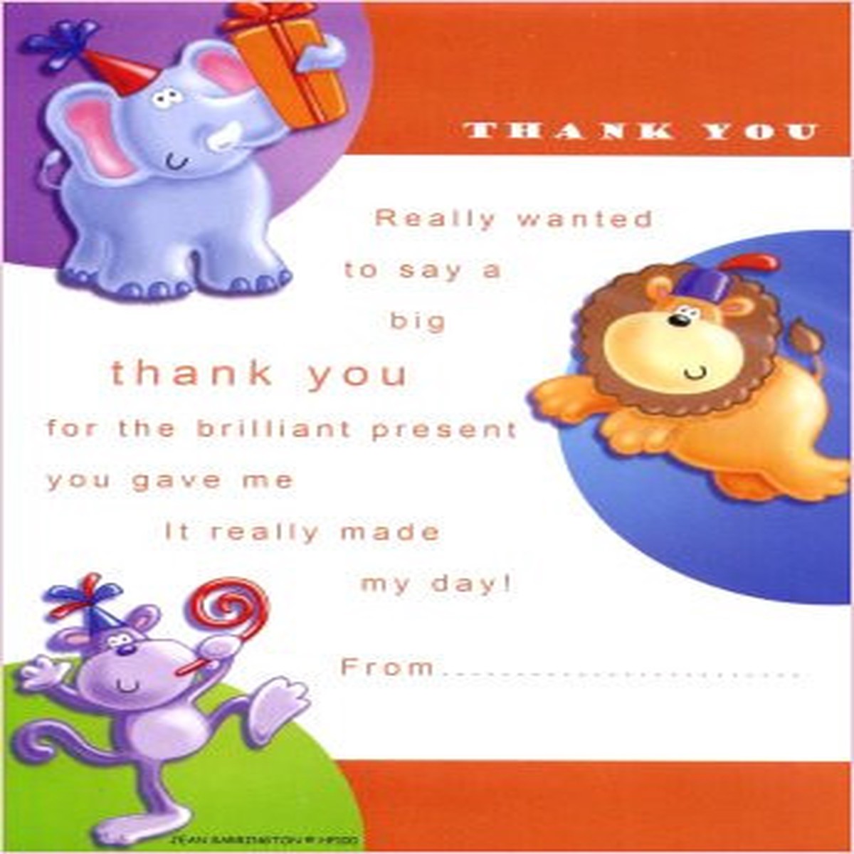 Pack of 20 Elephant, Lion, Monkey Jungle Thank You Sheets with Envelopes