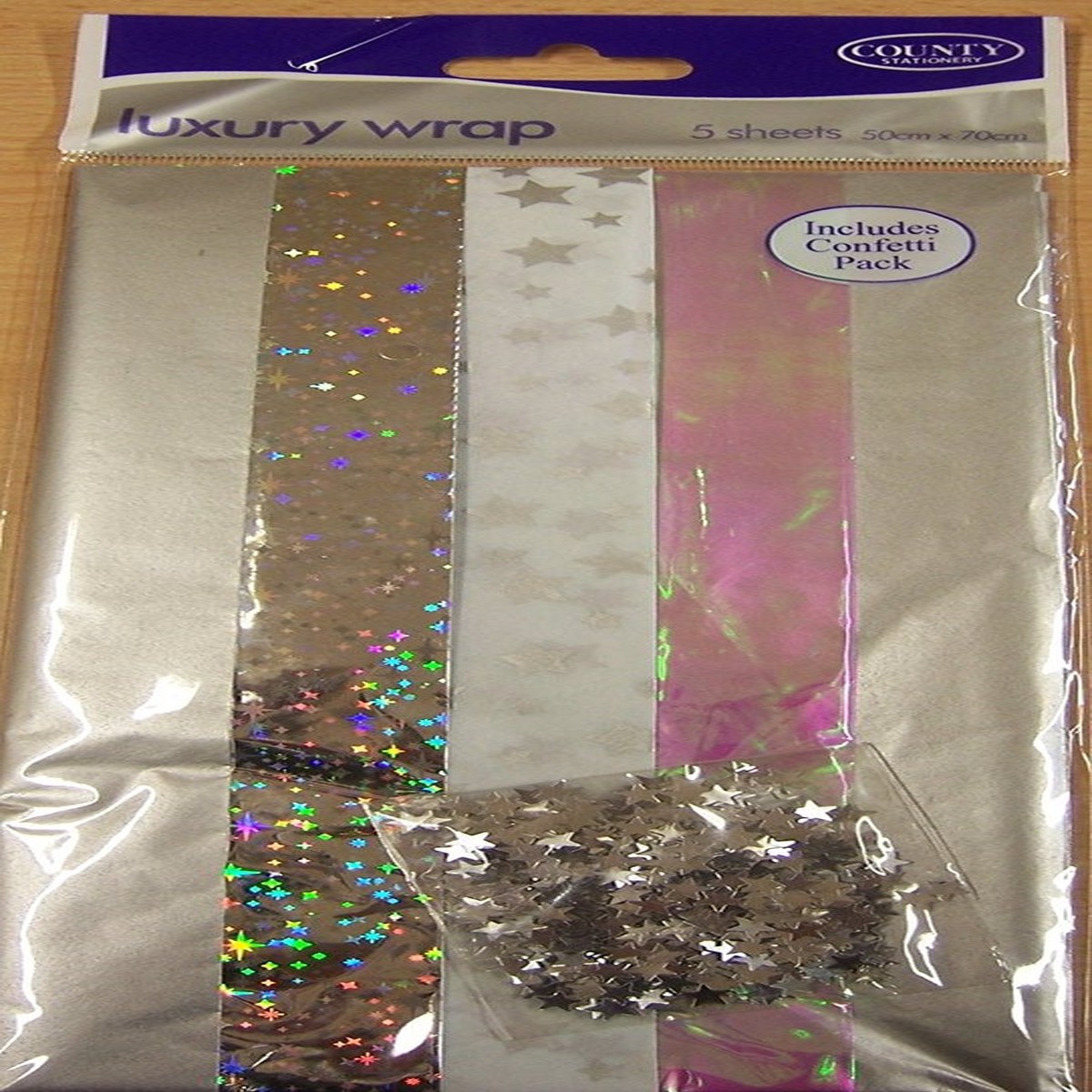 Pack of 5 Silver Coloured Luxury Gift Wraps 50 x 70cm