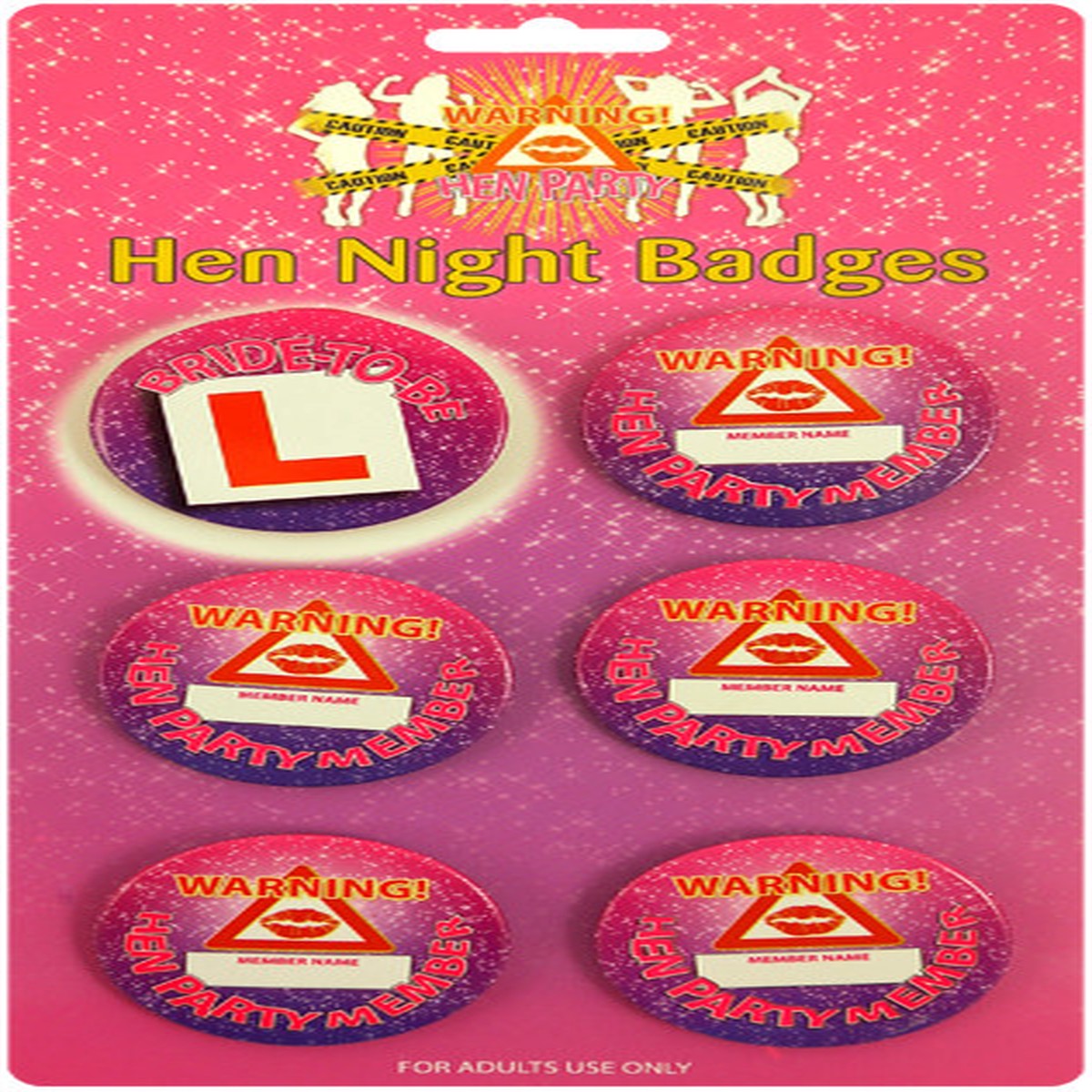 BADGE HEN NIGHT 5.7CM (6 Assorted)