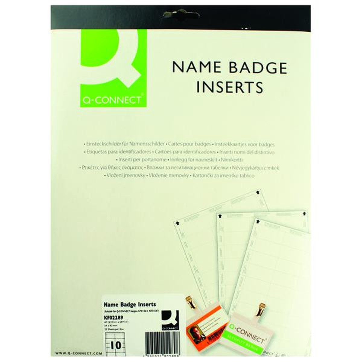 Pack of 25 54x90mm 10 Per Sheet Name Badge Inserts