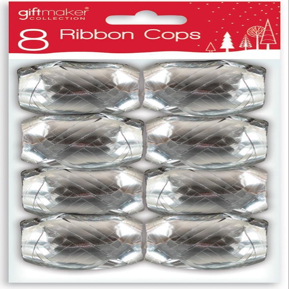 Pack of 8 Ribbon Cops Silver Christmas accessories