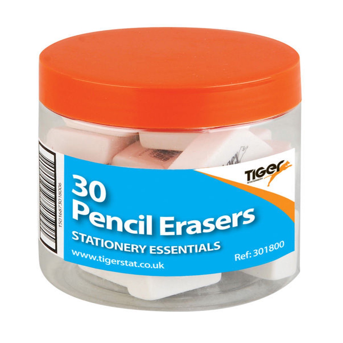 30 x White Medium Pencil Erasers