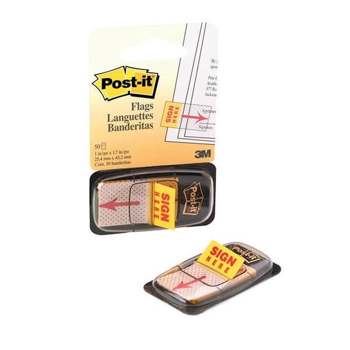 Pack of 50 Post-it Yellow Sign Here Tabs 25mm