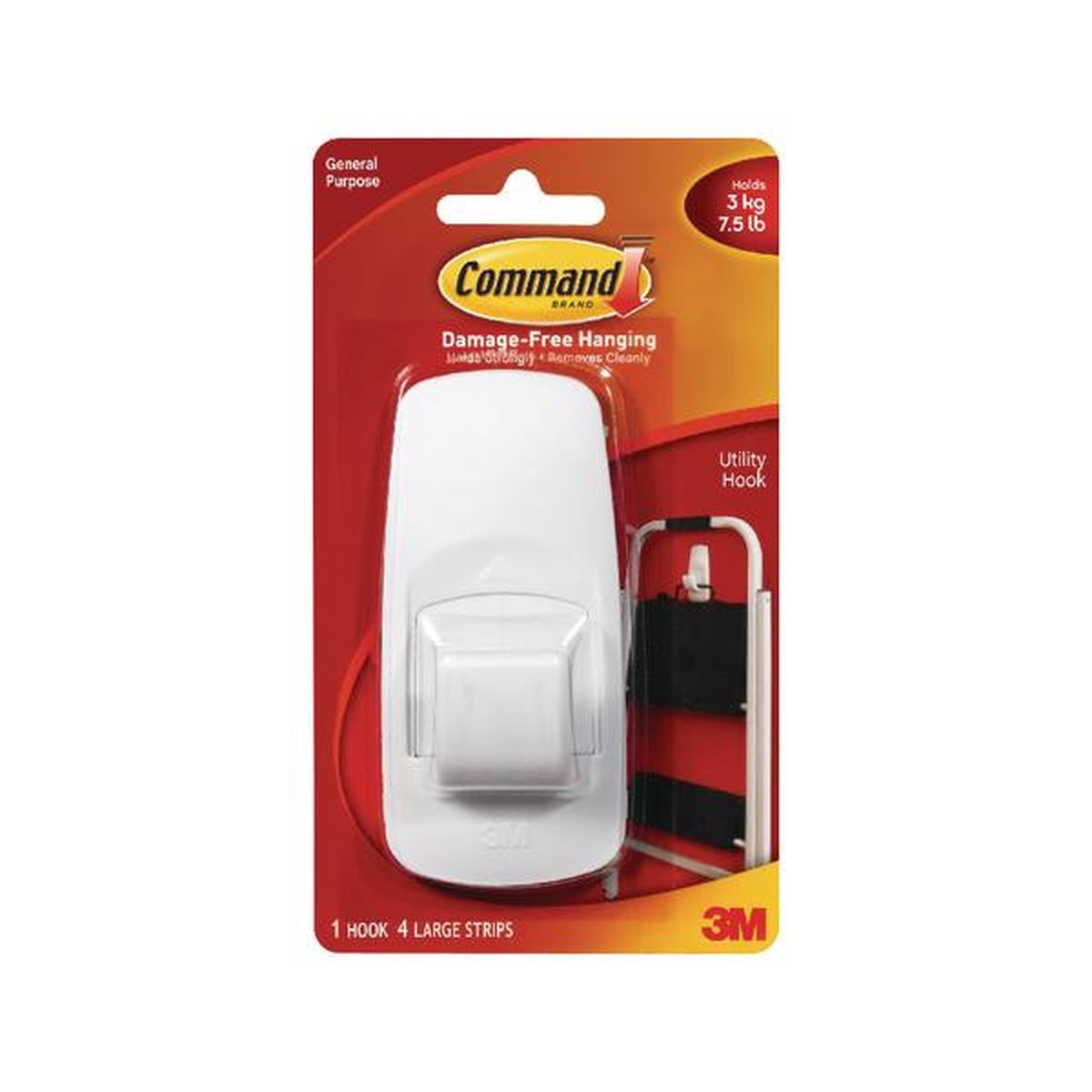 3M Command Adhesive Jumbo Hook With Command Strips