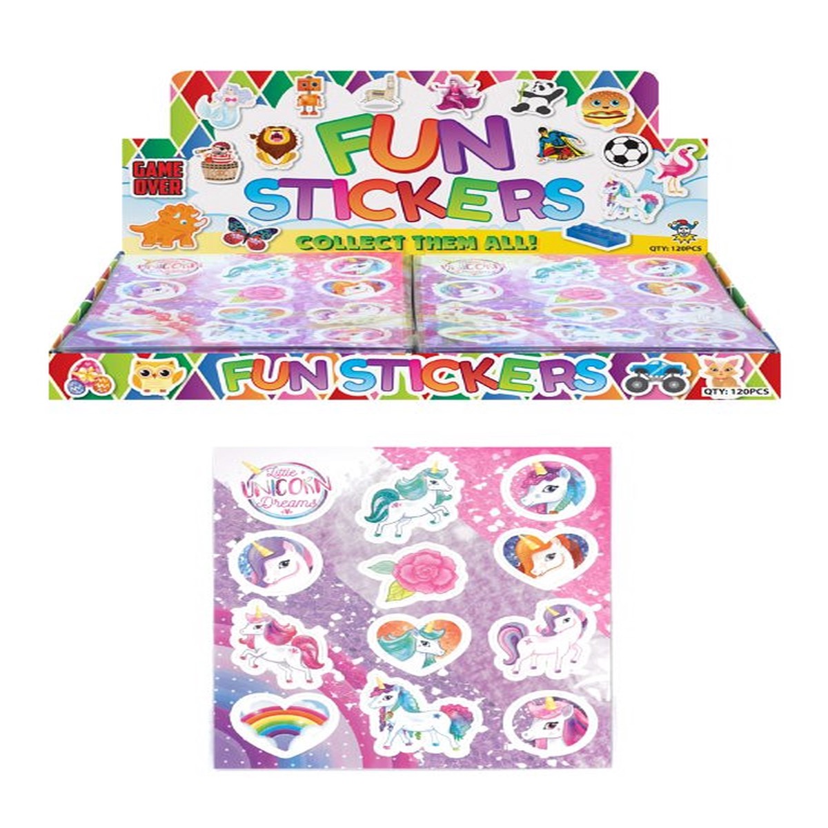 120 x Unicorn Design Stickers Sheets