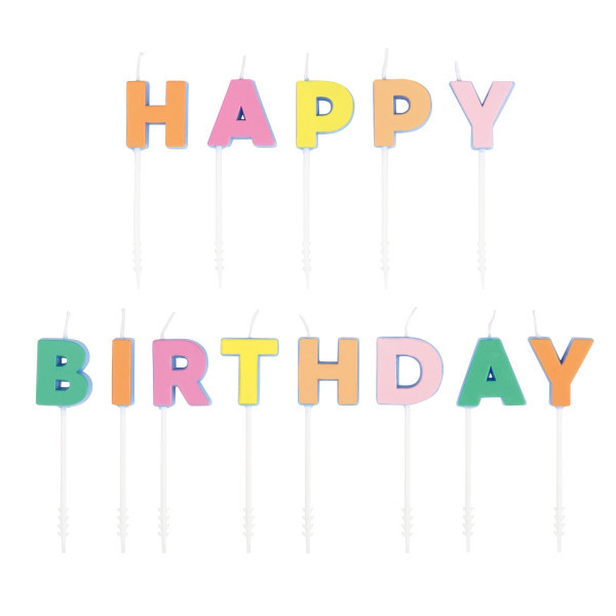 “Happy Birthday” Letter Pick Candles with Decals