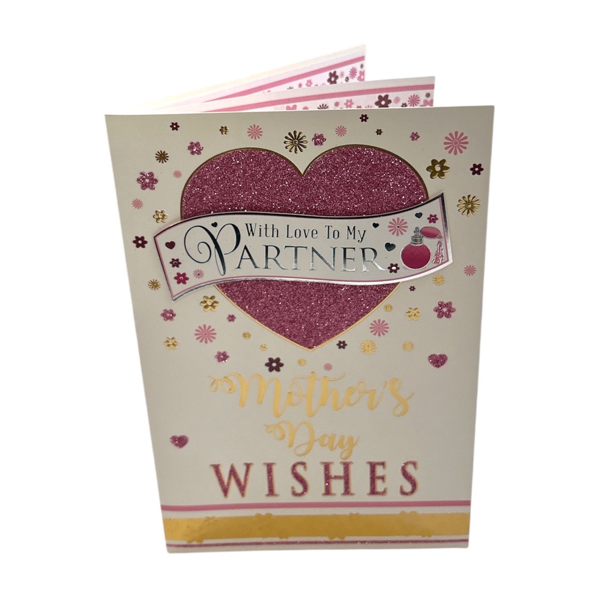 To Partner Glitter Heart Design Mother's Day Card