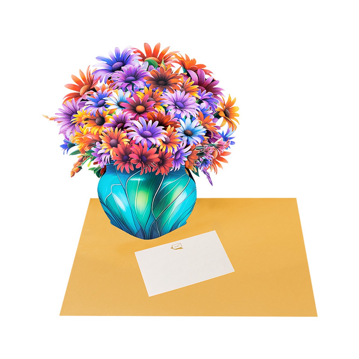 Daisy Delight Vibrant 3D Pop Up Flower Vase Greeting Card - Birthday Anniversary Mother's Valentine's Day