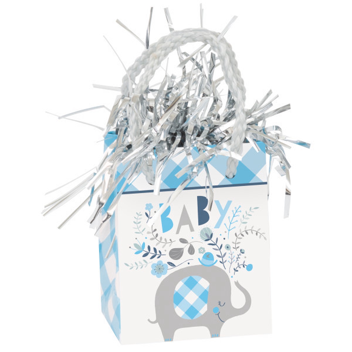 Blue Floral Elephant Mini Gift Bag Balloon Weight - Baby Shower Celebration