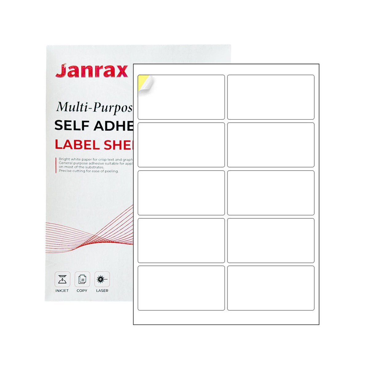 Pack of 1000 White 99x57mm Self Adhesive Labels (10 Labels per A4 Sheet)