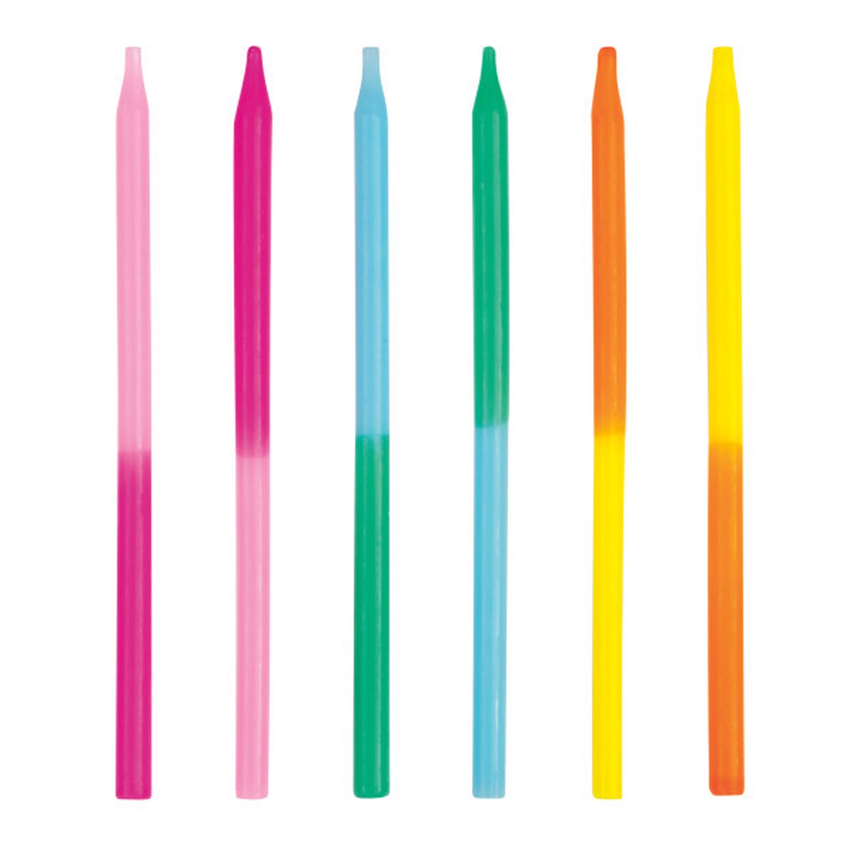 Pack of 12 Assorted Two-Color 5" Birthday Candles