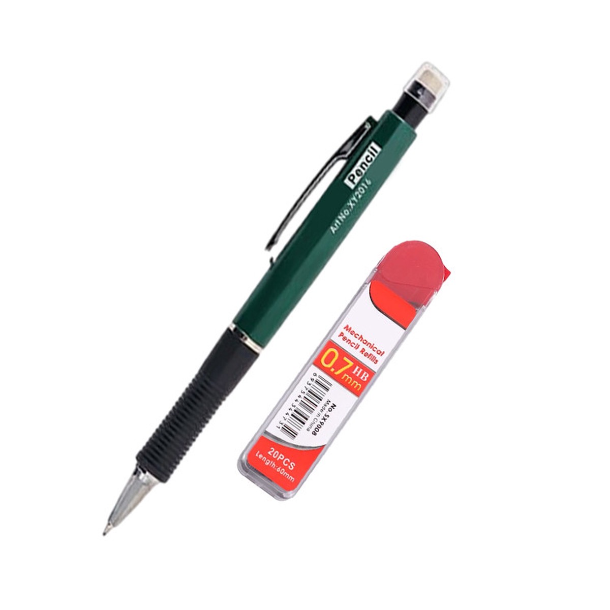 Set of 0.7mm Pen-Style Mechanical Pencil and HB Lead Refills Smooth Writing, Anti-Slip Grip