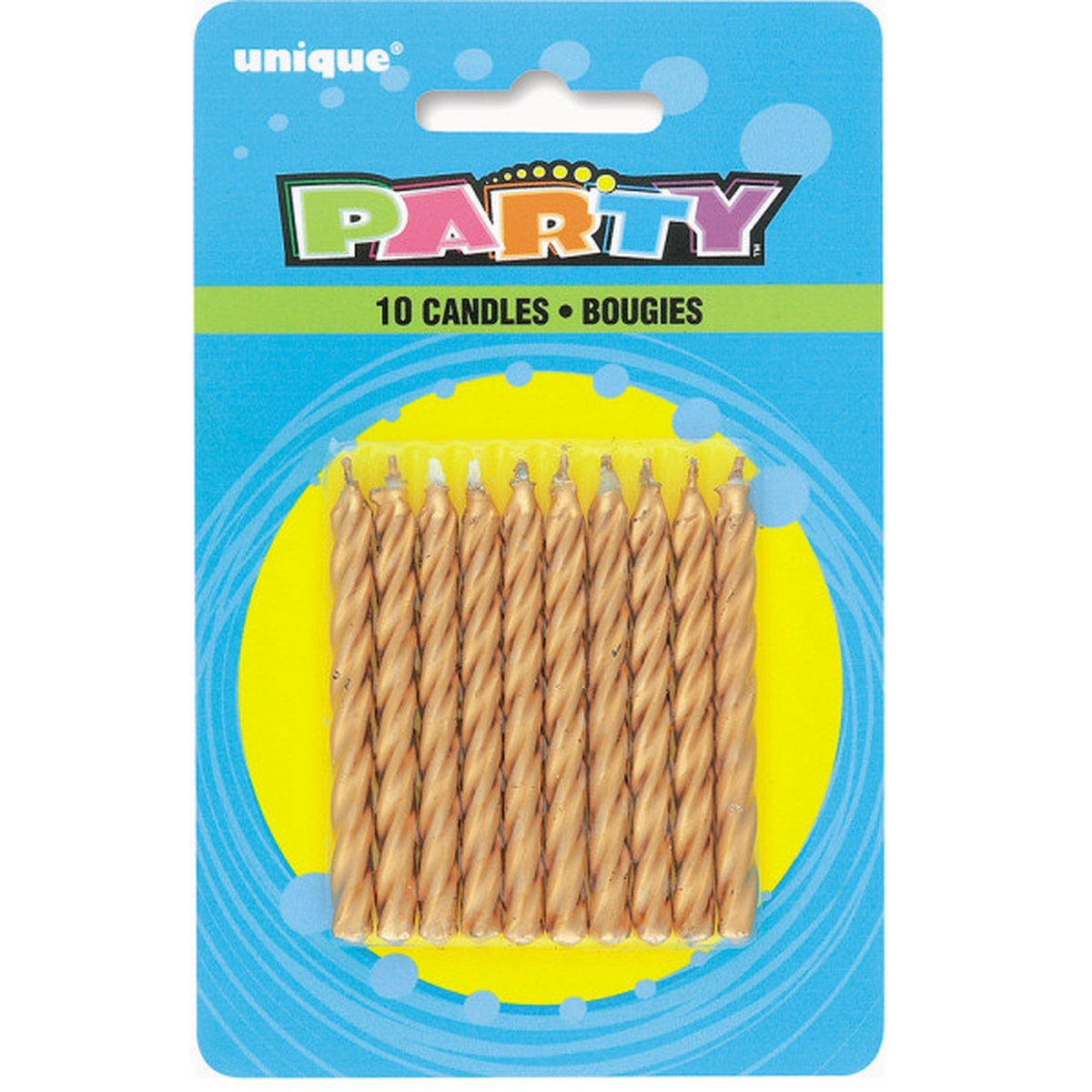 Pack of 10 Gold Spiral Birthday Candles