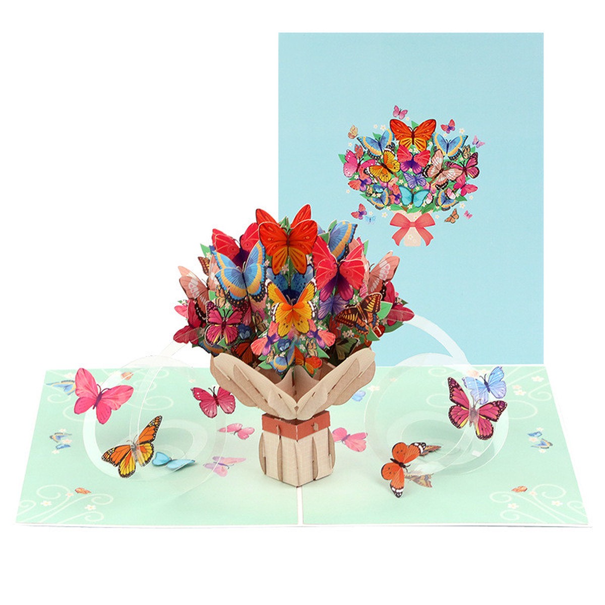 Blue Sealed Butterfly Bouquet 3D Pop Up Greeting Card