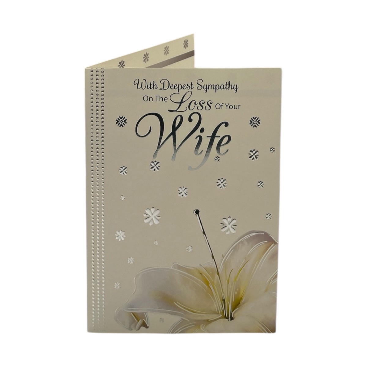Loss Of Wife White Lily Flower Design Sympathy Card