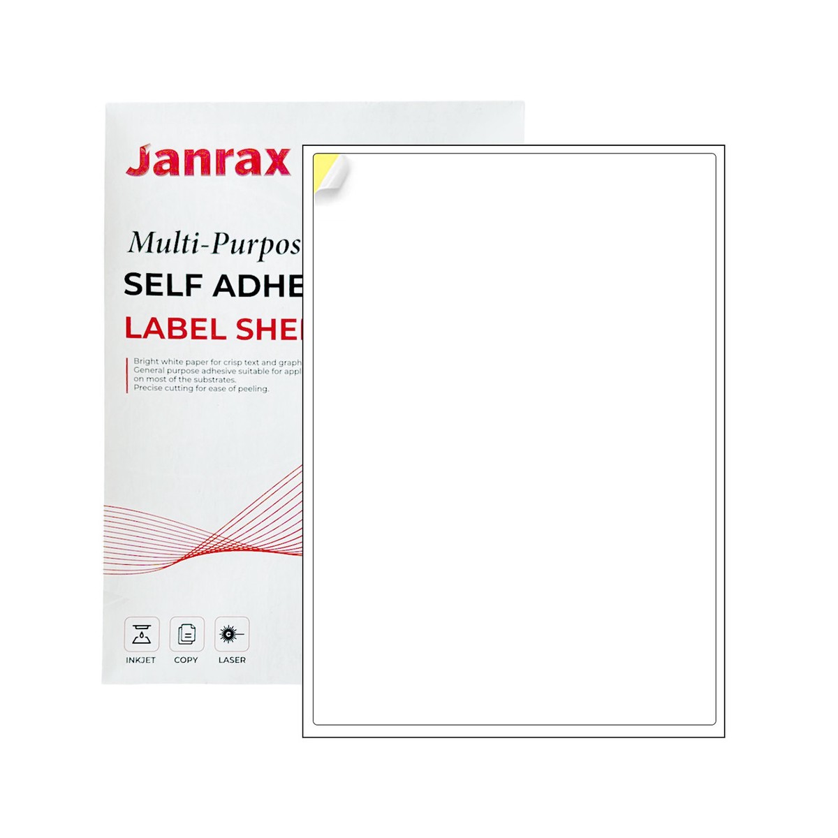 Pack of 100 White 200x289mm Self Adhesive Labels (1 Label per A4 Sheet)