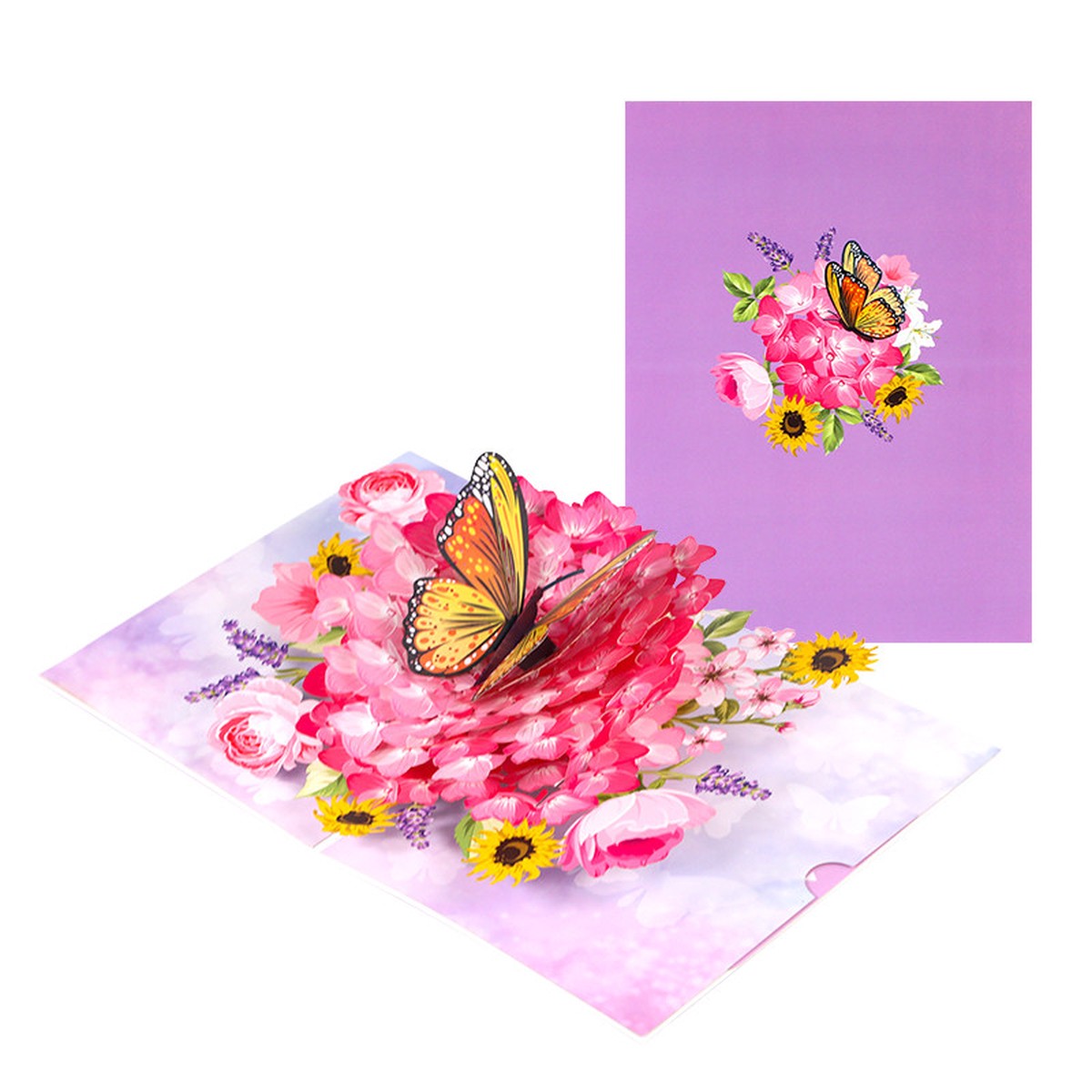 Butterfly Blossom Burst Carnation 3D Pop Up Greeting Card