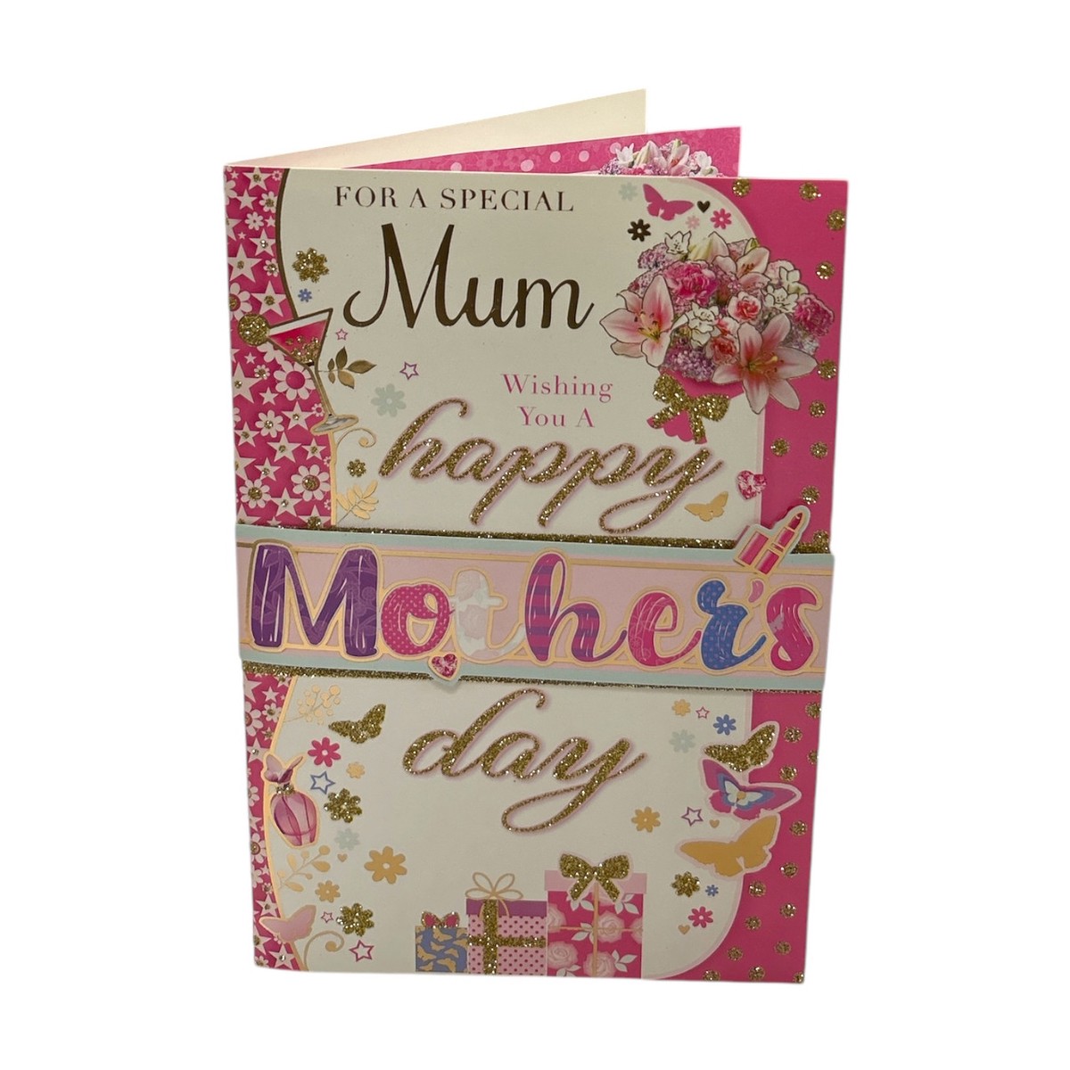 For A Special Mum Beautiful Pink Floral and Gift Design Mother's Day Card