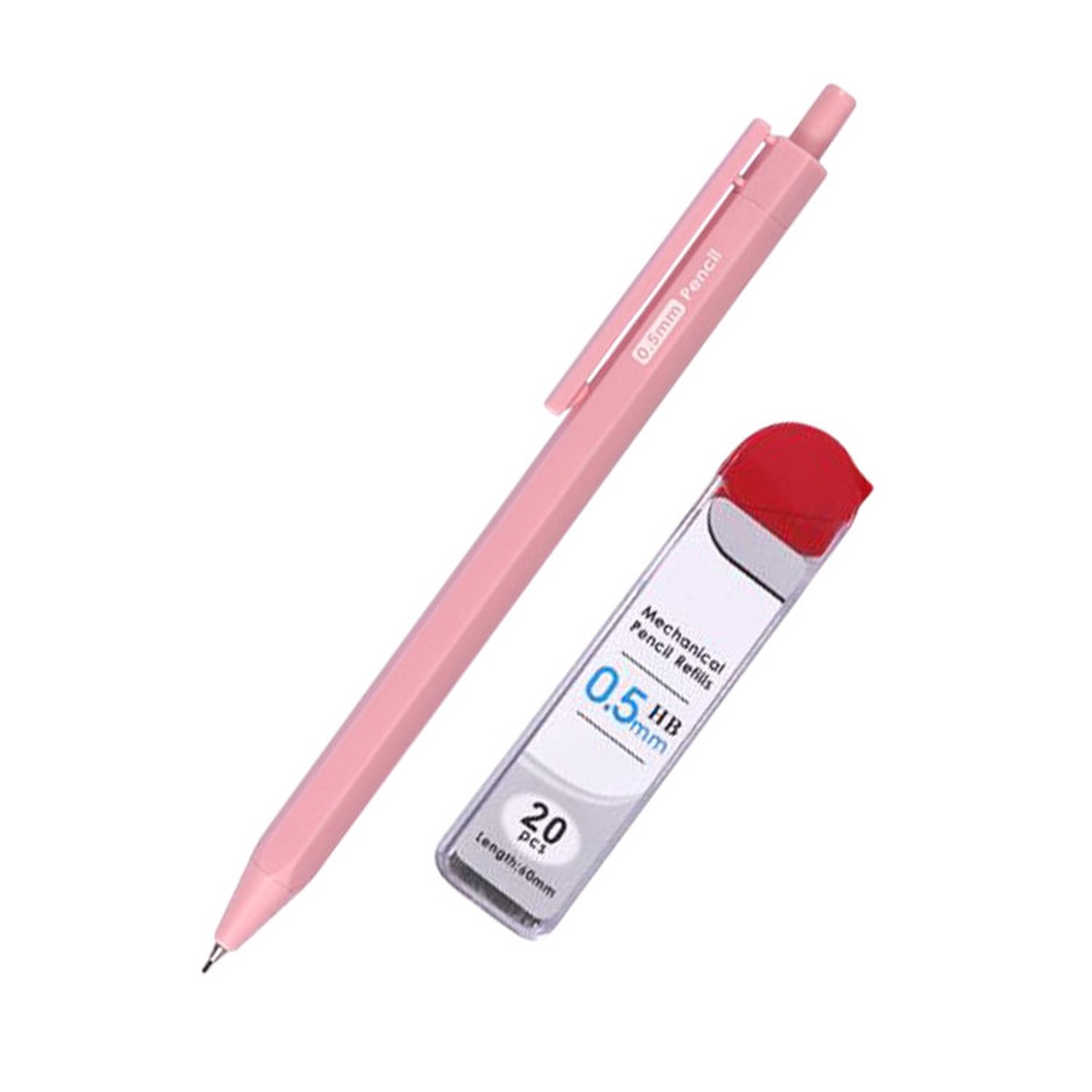 Set of 0.5mm Mechanical Pencil and HB Lead Refills Hexagonal Grip, Smooth & Precise Writing, Random Colour