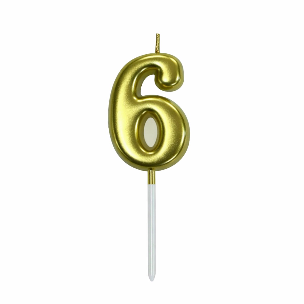 6 Number Gold-Plated Candle For Birthday Party