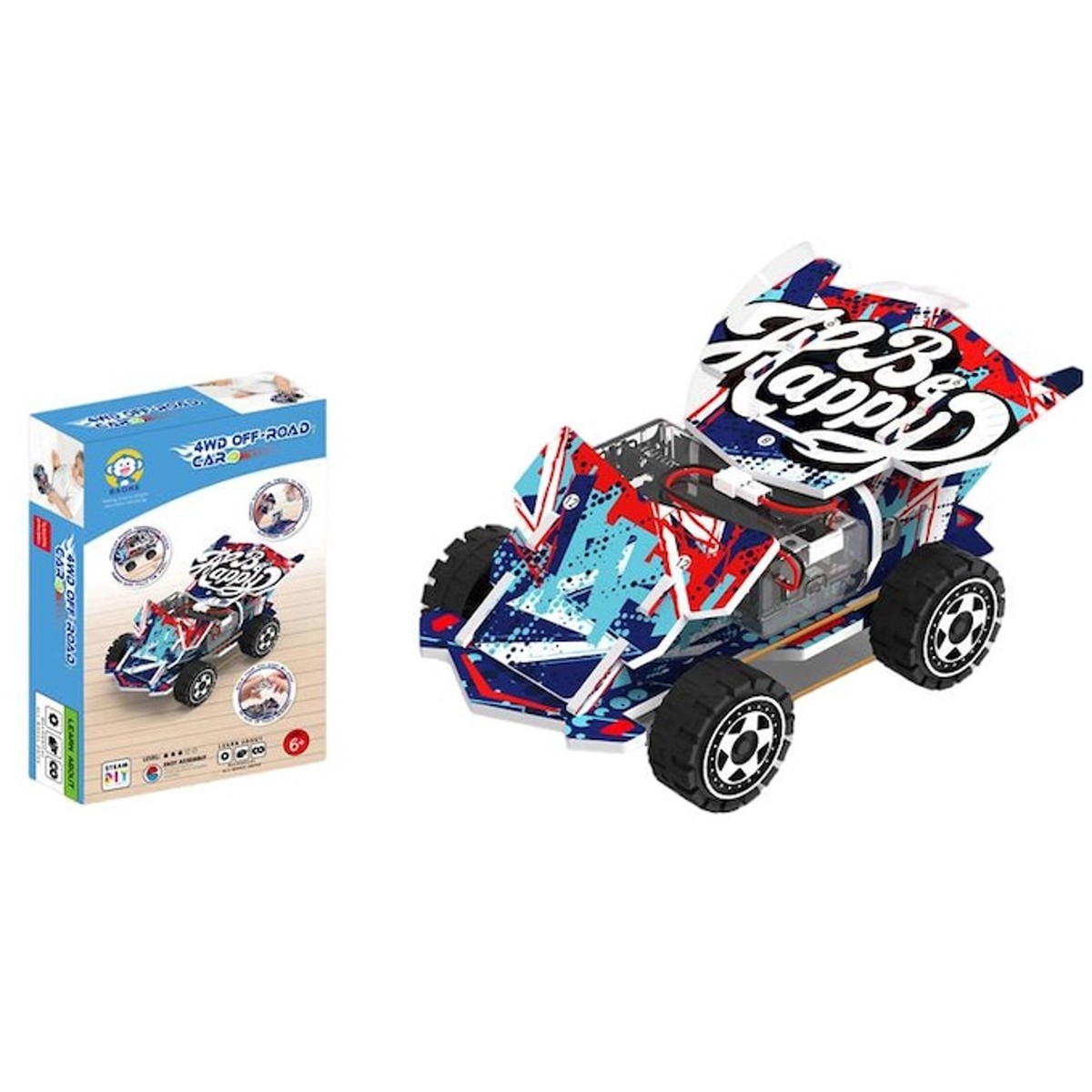 4WD OffRoad Car DIY Engineering & Motion Educational Stem Toy with Instruction Book