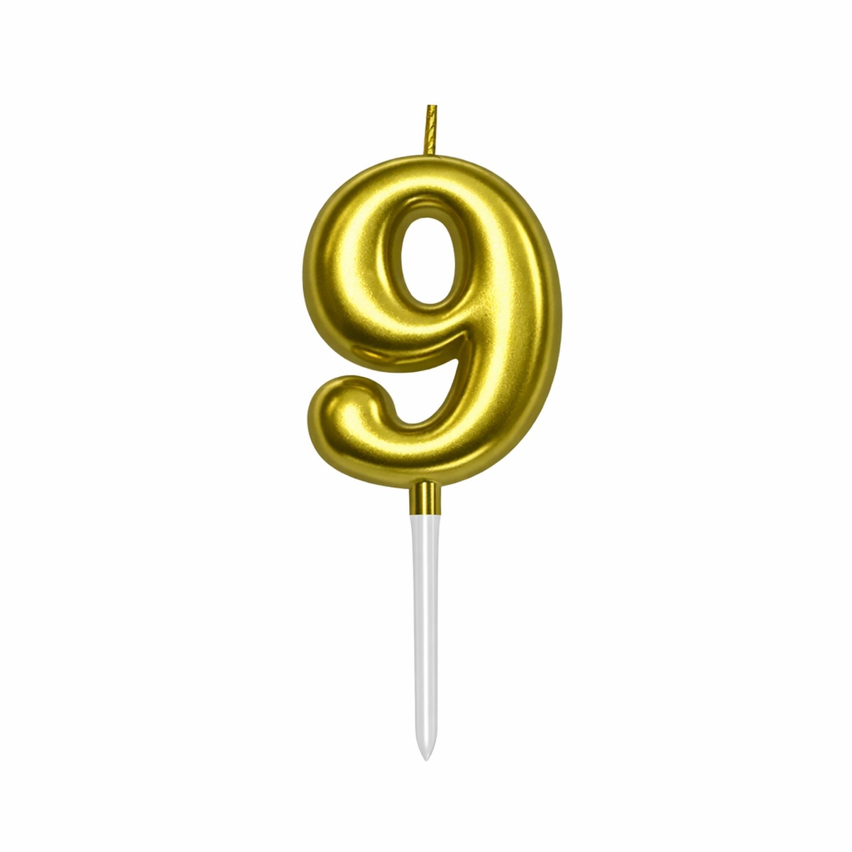 9 Number Gold-Plated Candle For Birthday Party