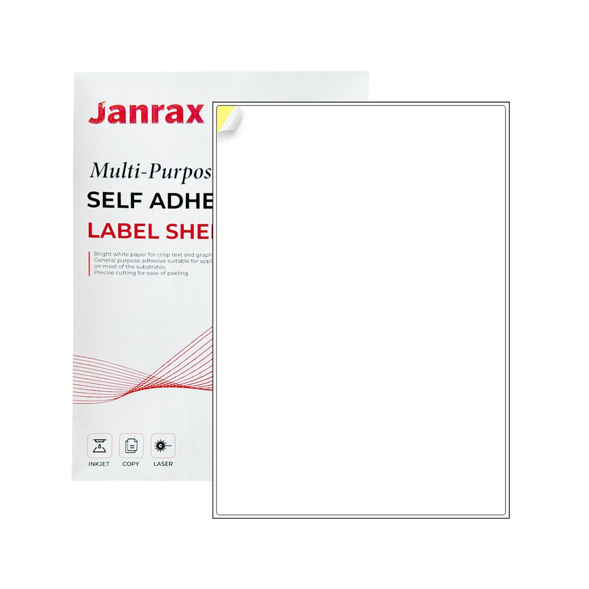 Pack of 100 White 210x290mm Self Adhesive Labels (1 Label per A4 Sheet)