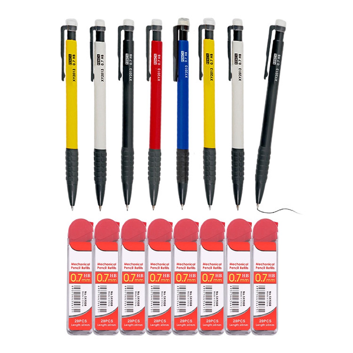 8 Sets of 0.7mm Mechanical Pencil and HB Lead Refills Comfortable Grip, Smooth & Precise Writing
