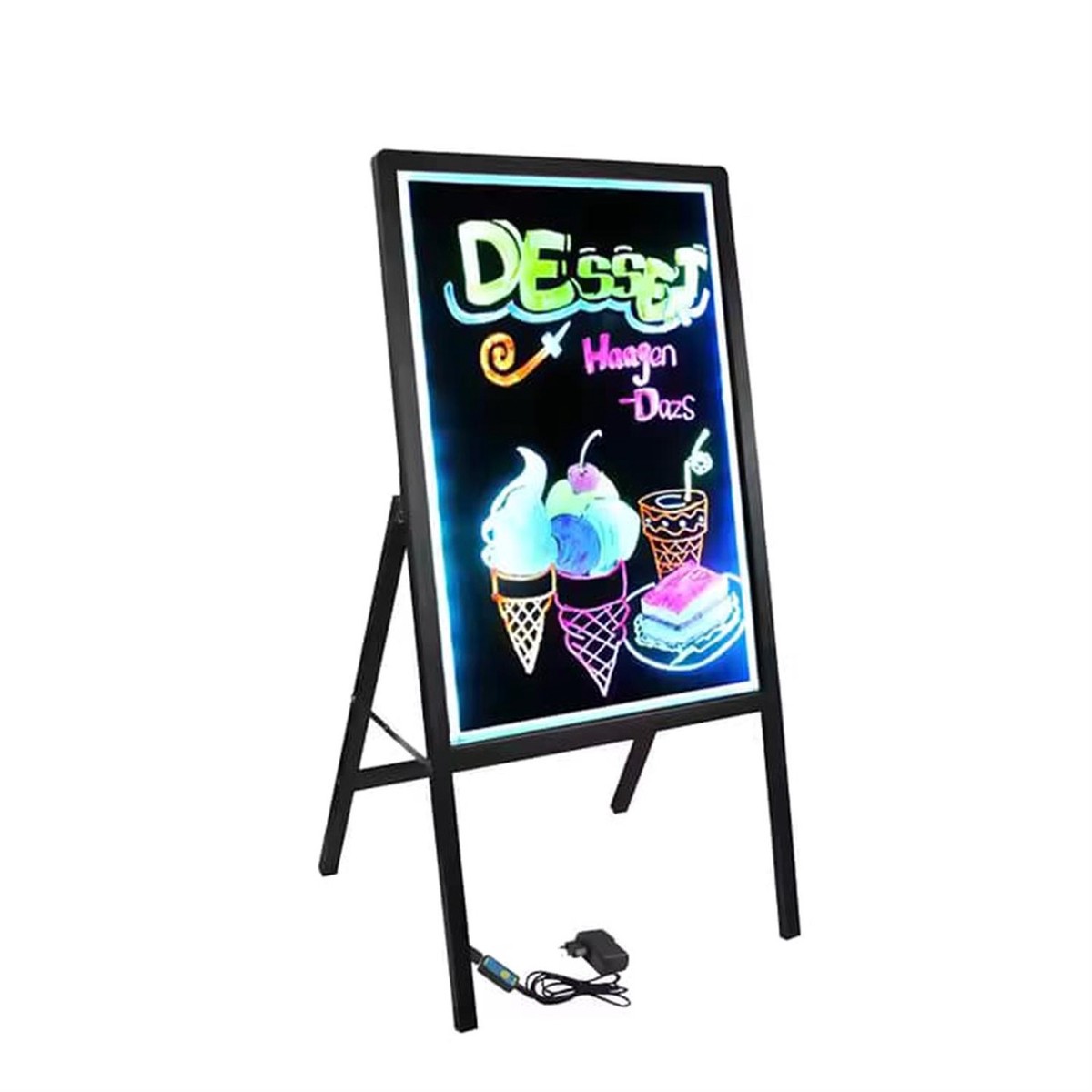 Aluminum Frame LED Writing Board 7050cm Illuminated Display with Tempered Glass Panel