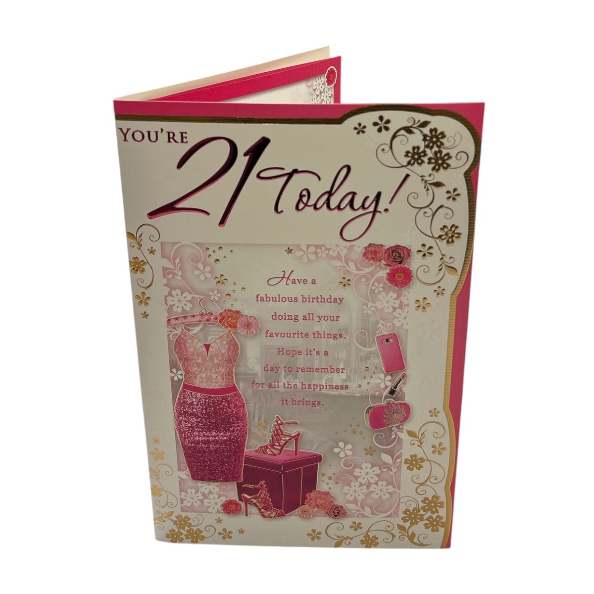 Age 21 Pink Dress and Sandals Design Birthday Card