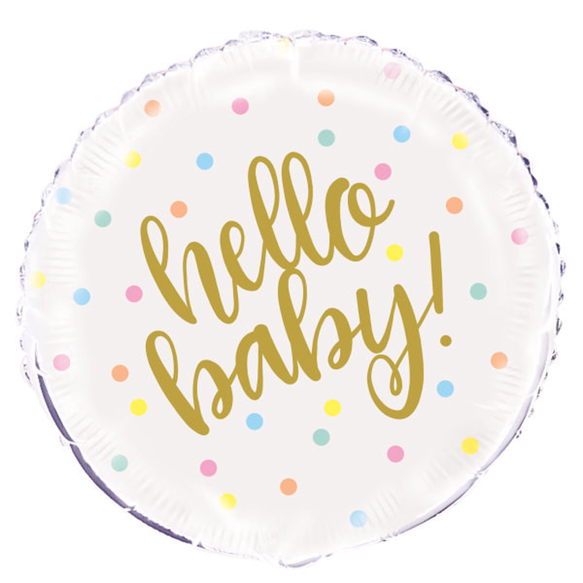 “Hello Baby” Gold Baby Shower Round Foil Balloon 18″