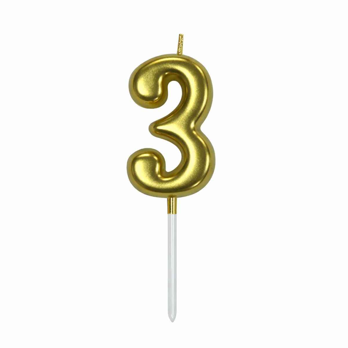 3 Number Gold-Plated Candle For Birthday Party