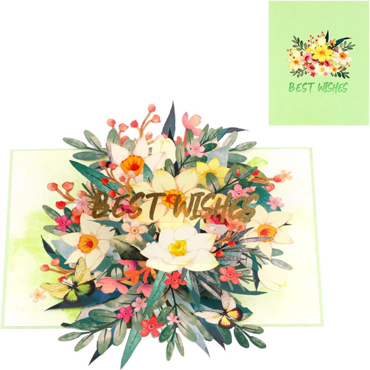 Lily Bloom Green 3D Pop Up Greeting Card - Birthday Mother's Valentine's Day