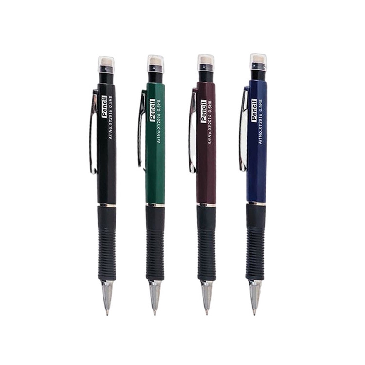 Pack of 4 0.7mm Pen Style Mechanical Pencils With Eraser