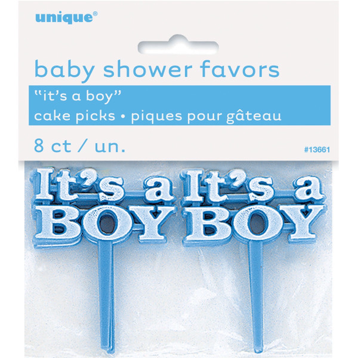 Pack of 8 It's a Boy Blue Cake Picks For Baby Shower Favors
