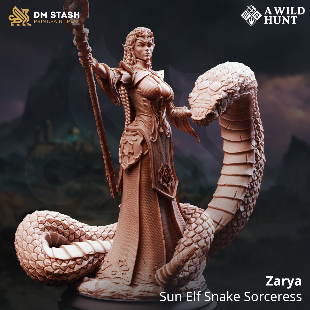 Zarya, Sun Elf Snake Sorceress (Female Elf Beastmaster)