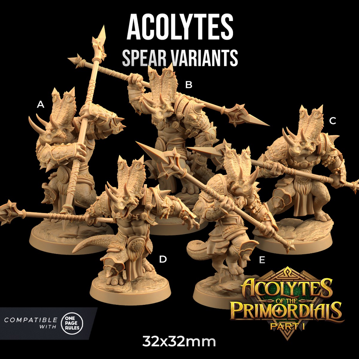 Acolytes with Spears (Triceratops Dinosaur Warriors)