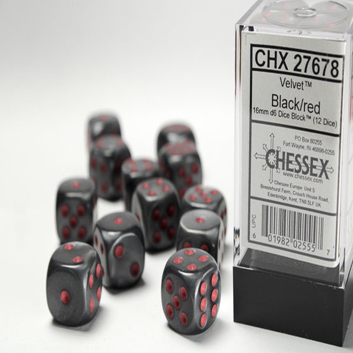 Chessex - Velvet 16mm d6 Dice Block (12 dice)